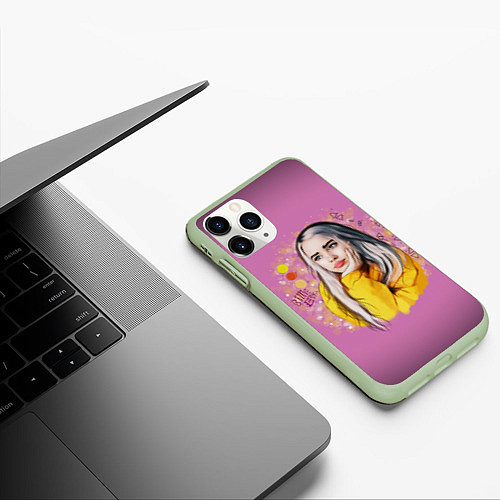 Чехол iPhone 11 Pro матовый BILLIE EILISH / 3D-Салатовый – фото 3