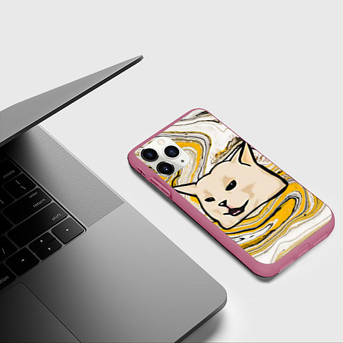 Чехол iPhone 11 Pro матовый Woman yelling at cat / 3D-Малиновый – фото 3