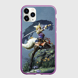 Чехол iPhone 11 Pro матовый Zoomorph Girl, цвет: 3D-фиолетовый