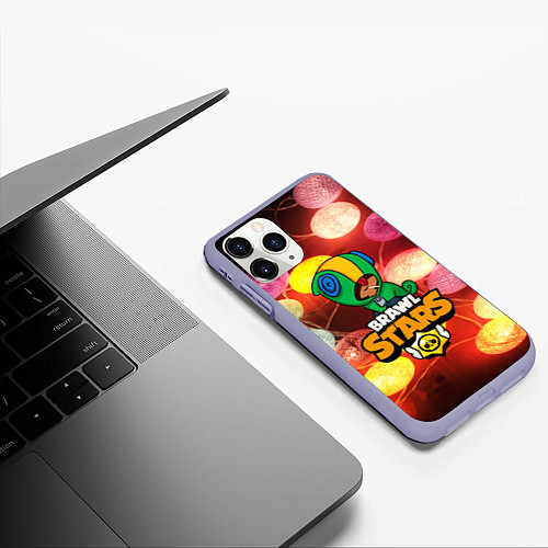 Чехол iPhone 11 Pro матовый BRAWL STARS НОВОГОДНИЙ / 3D-Светло-сиреневый – фото 3