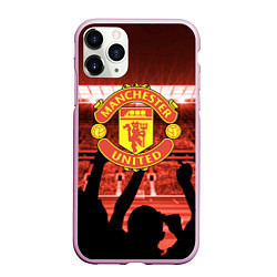 Чехол iPhone 11 Pro матовый Manchester United, цвет: 3D-розовый