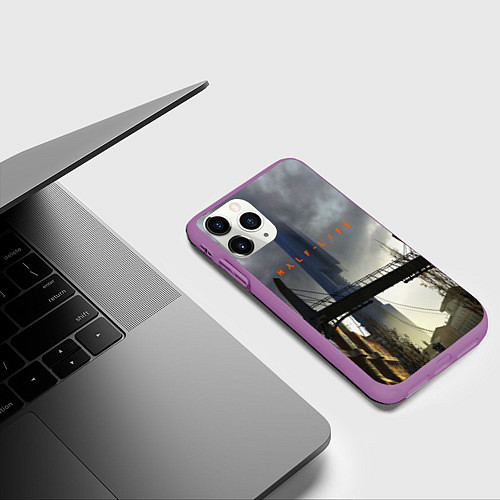 Чехол iPhone 11 Pro матовый HALF LIFE / 3D-Фиолетовый – фото 3