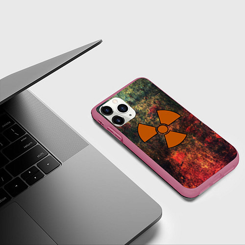 Чехол iPhone 11 Pro матовый СТАЛКЕР / 3D-Малиновый – фото 3
