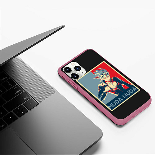 Чехол iPhone 11 Pro матовый JoJo Bizarre Adventure / 3D-Малиновый – фото 3
