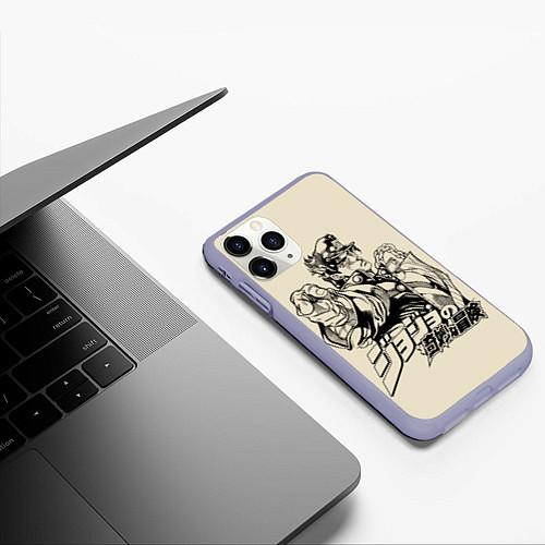 Чехол iPhone 11 Pro матовый Приключения ДжоДжо / 3D-Светло-сиреневый – фото 3