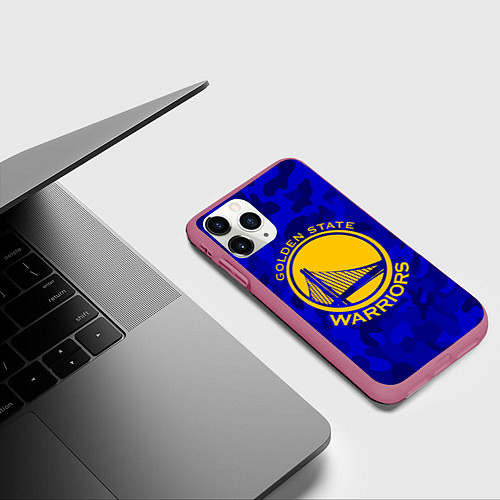 Чехол iPhone 11 Pro матовый GOLDEN STATE WARRIORS / 3D-Малиновый – фото 3