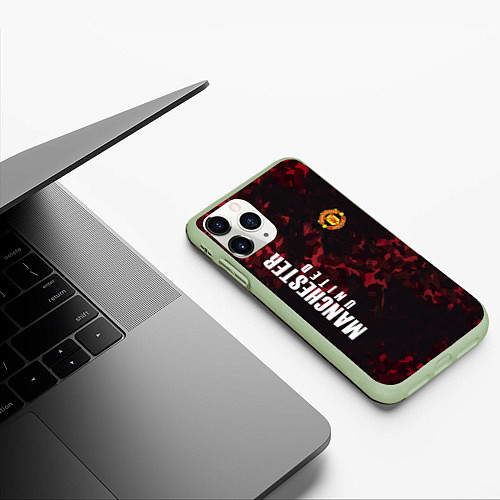 Чехол iPhone 11 Pro матовый Manchester United / 3D-Салатовый – фото 3