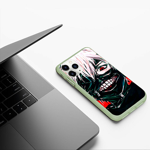 Чехол iPhone 11 Pro матовый Токийский Гуль / 3D-Салатовый – фото 3