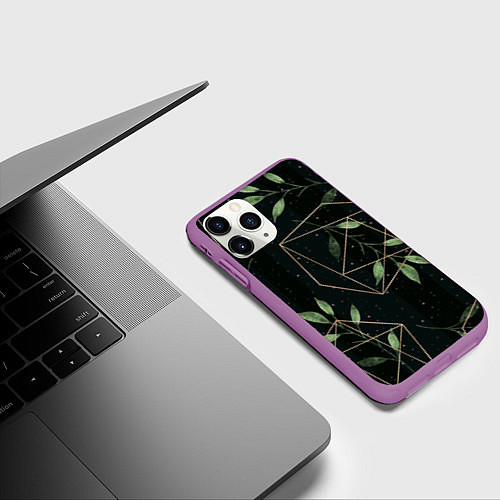 Чехол iPhone 11 Pro матовый Геометрия в природе / 3D-Фиолетовый – фото 3