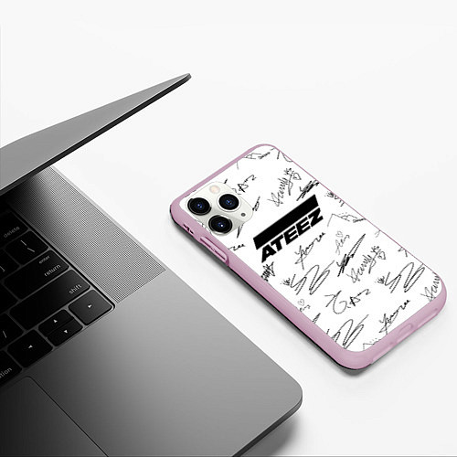 Чехол iPhone 11 Pro матовый ATEEZ АВТОГРАФЫ / 3D-Розовый – фото 3
