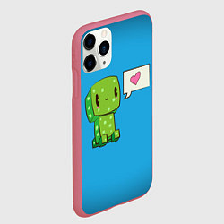 Чехол iPhone 11 Pro матовый MINECRAFT, цвет: 3D-малиновый — фото 2