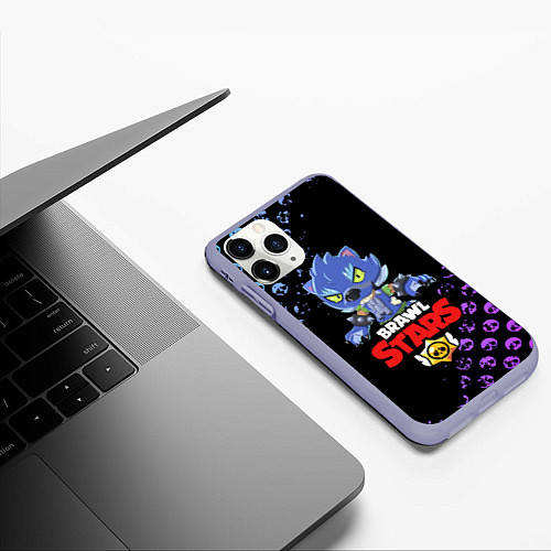 Чехол iPhone 11 Pro матовый BRAWL STARS ОБОРОТЕНЬ LEON / 3D-Светло-сиреневый – фото 3