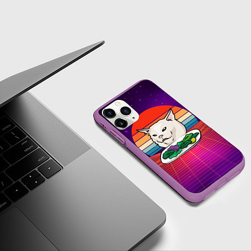 Чехол iPhone 11 Pro матовый Woman yelling at a cat / 3D-Фиолетовый – фото 3