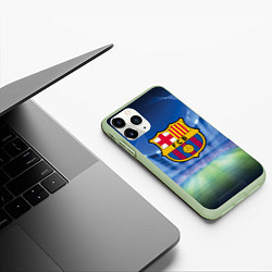 Чехол iPhone 11 Pro матовый FC Barcelona, цвет: 3D-салатовый — фото 2