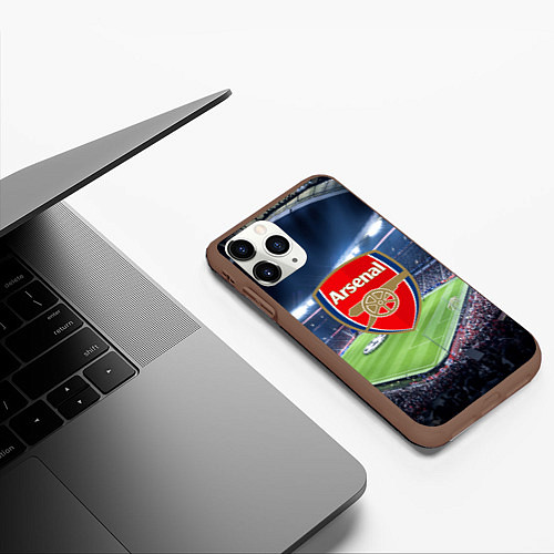 Чехол iPhone 11 Pro матовый FC Arsenal / 3D-Коричневый – фото 3
