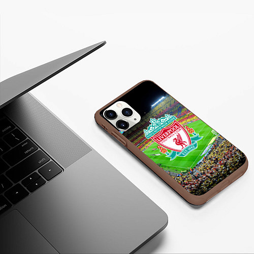 Чехол iPhone 11 Pro матовый FC Liverpool / 3D-Коричневый – фото 3