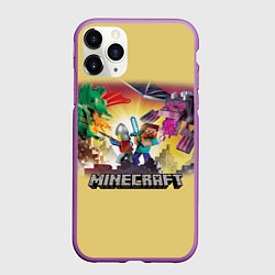 Чехол iPhone 11 Pro матовый MINECRAFT, цвет: 3D-фиолетовый