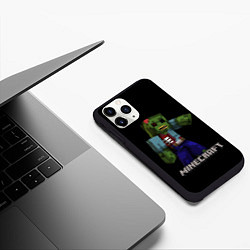 Чехол iPhone 11 Pro матовый MINECRAFT ЗОМБИ, цвет: 3D-черный — фото 2