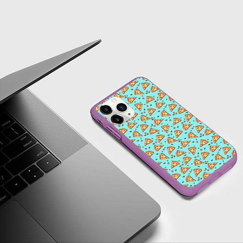 Чехол iPhone 11 Pro матовый Пицца / 3D-Фиолетовый – фото 3