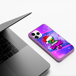 Чехол iPhone 11 Pro матовый BRAWL STARS LEON НОВОГОДНИЙ, цвет: 3D-фиолетовый — фото 2