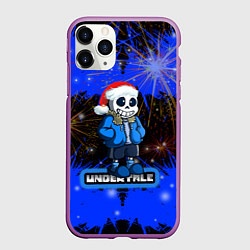 Чехол iPhone 11 Pro матовый НОВОГОДНИЙ UNDERTALE, цвет: 3D-фиолетовый