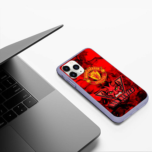 Чехол iPhone 11 Pro матовый Manchester United / 3D-Светло-сиреневый – фото 3