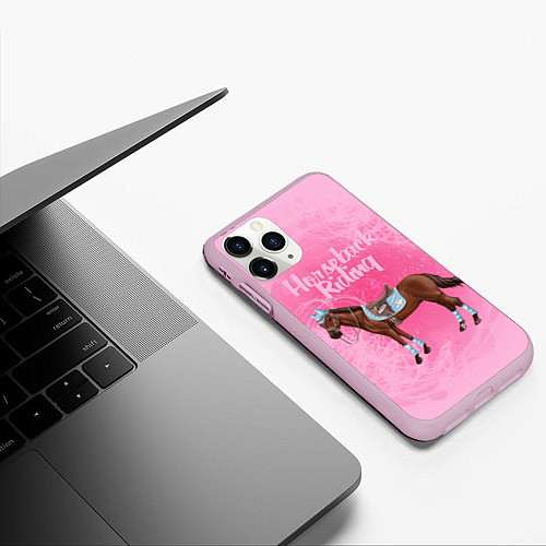 Чехол iPhone 11 Pro матовый Horseback Rading / 3D-Розовый – фото 3