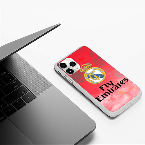 Чехол iPhone 11 Pro матовый Реал Мадрид / 3D-Белый – фото 3
