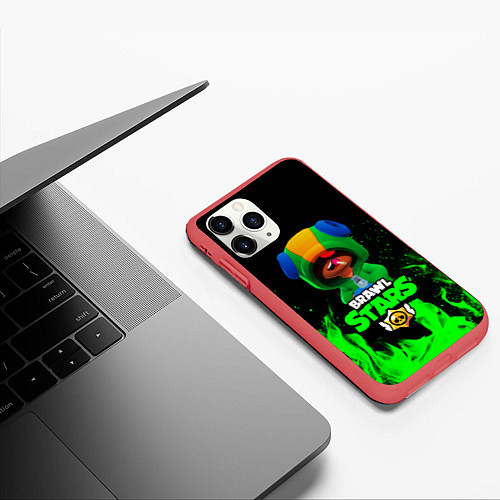 Чехол iPhone 11 Pro матовый Brawl Stars LEON / 3D-Красный – фото 3