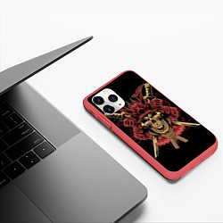 Чехол iPhone 11 Pro матовый Череп Самурая, цвет: 3D-красный — фото 2