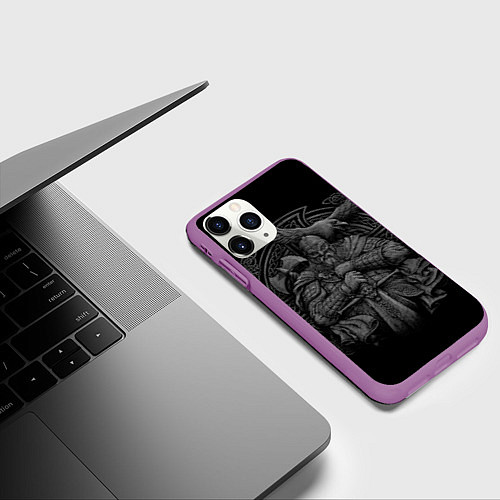 Чехол iPhone 11 Pro матовый Викинг / 3D-Фиолетовый – фото 3