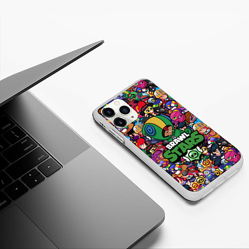 Чехол iPhone 11 Pro матовый BRAWL STARS LEON / 3D-Белый – фото 3