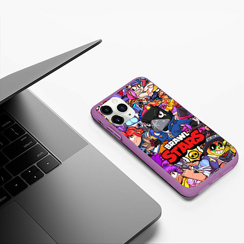 Чехол iPhone 11 Pro матовый BRAWL STARS CROW / 3D-Фиолетовый – фото 3