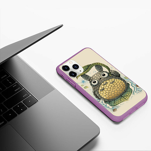 Чехол iPhone 11 Pro матовый My Neighbor Totoro / 3D-Фиолетовый – фото 3