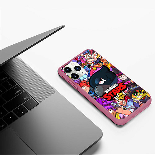 Чехол iPhone 11 Pro матовый BRAWL STARS CROW / 3D-Малиновый – фото 3