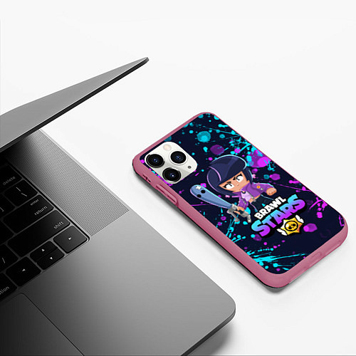 Чехол iPhone 11 Pro матовый BRAWL STARS BIBI / 3D-Малиновый – фото 3