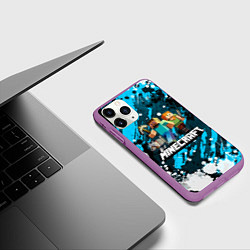 Чехол iPhone 11 Pro матовый Minecraft Майнкрафт, цвет: 3D-фиолетовый — фото 2