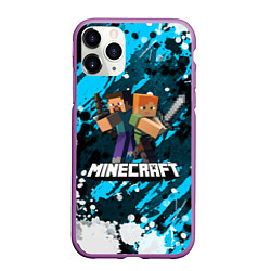Чехол iPhone 11 Pro матовый Minecraft Майнкрафт, цвет: 3D-фиолетовый