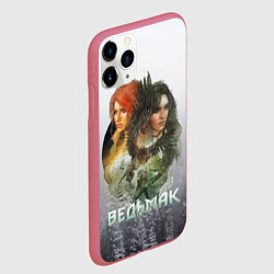 Чехол iPhone 11 Pro матовый Ведьмак: Трис и Йеннифер, цвет: 3D-малиновый — фото 2