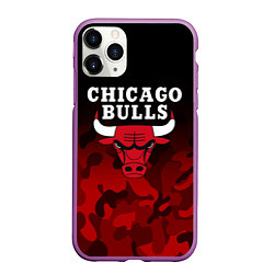 Чехол iPhone 11 Pro матовый CHICAGO BULLS, цвет: 3D-фиолетовый