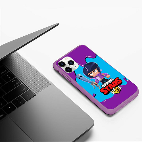 Чехол iPhone 11 Pro матовый BRAWL STARS BIBI / 3D-Фиолетовый – фото 3