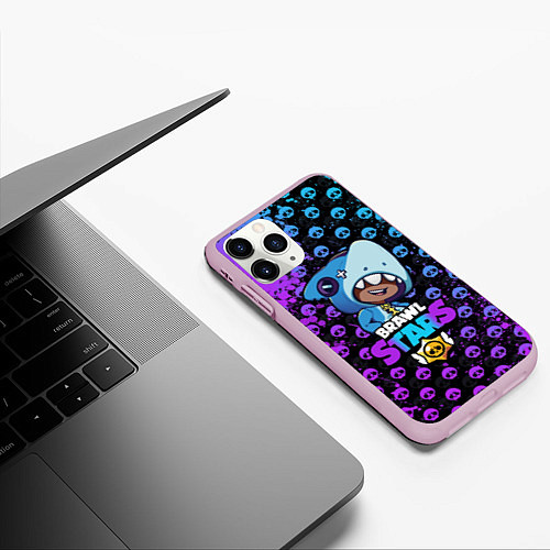 Чехол iPhone 11 Pro матовый Brawl Stars LEON SHARK / 3D-Розовый – фото 3