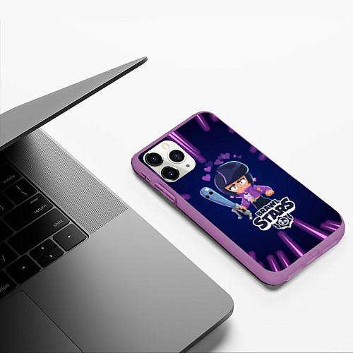 Чехол iPhone 11 Pro матовый BRAWL STARS BIBI / 3D-Фиолетовый – фото 3