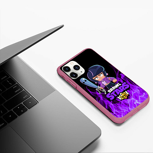 Чехол iPhone 11 Pro матовый BRAWL STARS BIBI / 3D-Малиновый – фото 3