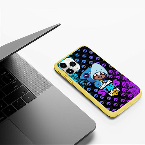 Чехол iPhone 11 Pro матовый Brawl Stars LEON SHARK / 3D-Желтый – фото 3