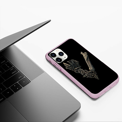 Чехол iPhone 11 Pro матовый Vikings bones logo / 3D-Розовый – фото 3