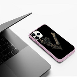 Чехол iPhone 11 Pro матовый Vikings bones logo, цвет: 3D-розовый — фото 2