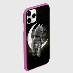 Чехол iPhone 11 Pro матовый Кот на луне, цвет: 3D-фиолетовый — фото 2