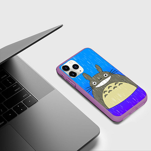Чехол iPhone 11 Pro матовый Мой сосед Тоторо / 3D-Фиолетовый – фото 3