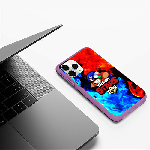 Чехол iPhone 11 Pro матовый Brawl Stars El Primo / 3D-Фиолетовый – фото 3